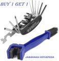 Combo of Chain Cleaner Brush and 15 in 1 Multi-Function Cycle Tools Kit Spoke Wrench Cycling Bicycle Chain Cleaner Brush & Cycle.