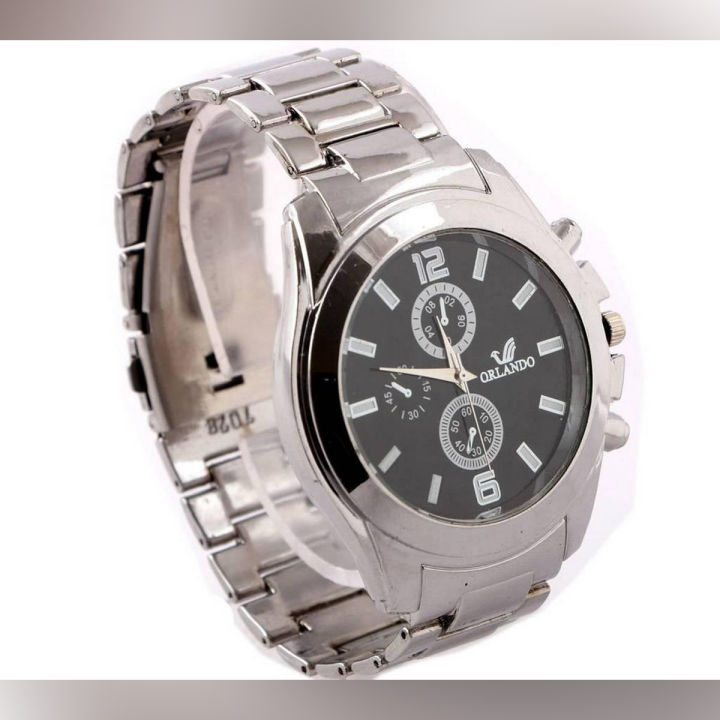 Stainless Steel Analog Watch For Men - Silver and Black