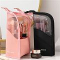 Makeup Brush Case Makeup Brush Holder Travel Waterproof Cosmetic Bag Stand-up Foldable Makeup Cup with Zipper (Black + Pink) Vnce Lncei.