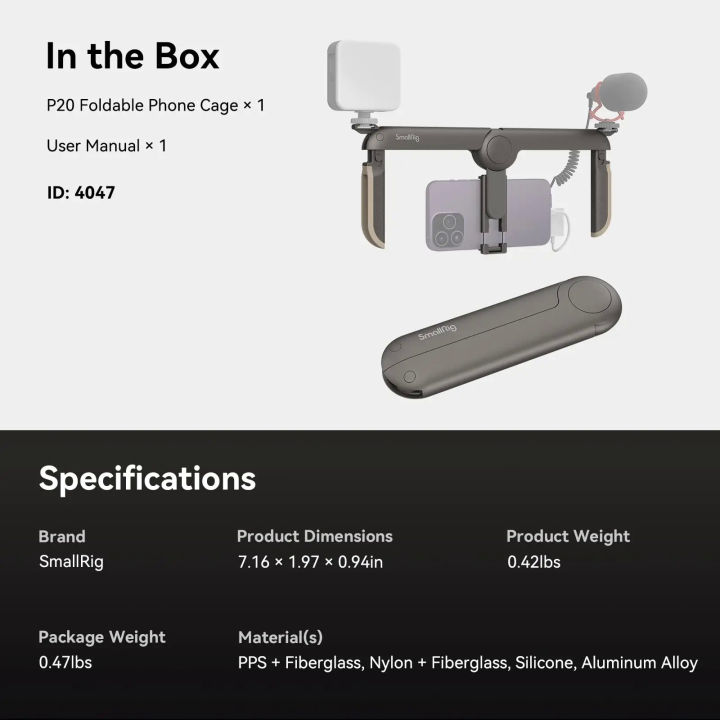 SmallRig%20Fold%20P20%20Mobile%20Pocket%20Video%20Rig%20for%20Mobile%20Phone%20with%2065-80mm%20Width%20Range%20With%20Cases%20On,%20W%20Cold%20Shoe%20for%20iPhone%2015/14%20-%20Image%208