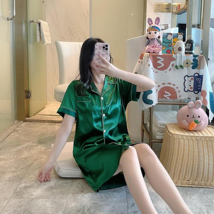 Classic Loose Night Dress Solid Color Korean Fashion Pyjamas Women Sexy Silk Satin Soft Pajamas pijamas women Short Sleeve Sleepwear Baju Tidur night grown bath robe -Maxi - Night Dress For Women | Classic Loose Night Dress Solid Color Korean Fashion Pyjamas Women Sexy Silk Satin Soft Pajamas pijamas women Short Sleeve Sleepwear Baju Tidur night grown bath robe -Maxi - Night Dress For Women |