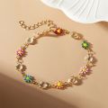 Fashion Korean Sweet Daisy Flower Bracelets For Women Girls Minimalist Enamel Sunflower Aesthetic Bracelet Wedding Party Jewelry.