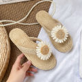 Sunflower sandals women's flat soles wear imitation straw travel holiday beach shoes summer new non-slip slippers women.