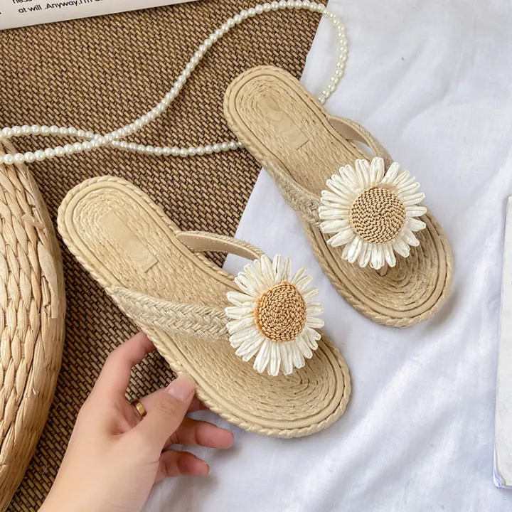 Sunflower%20sandals%20women's%20flat%20soles%20wear%20imitation%20straw%20travel%20holiday%20beach%20shoes%20summer%20new%20non-slip%20slippers%20women%20-%20Image%206