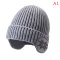 New Unisex Add Velvet Lined Winter Knitted Hat With Earflap Fashion Beanie Hats For Men Women Outdoor Classic Keep Warm Cap Demoo.