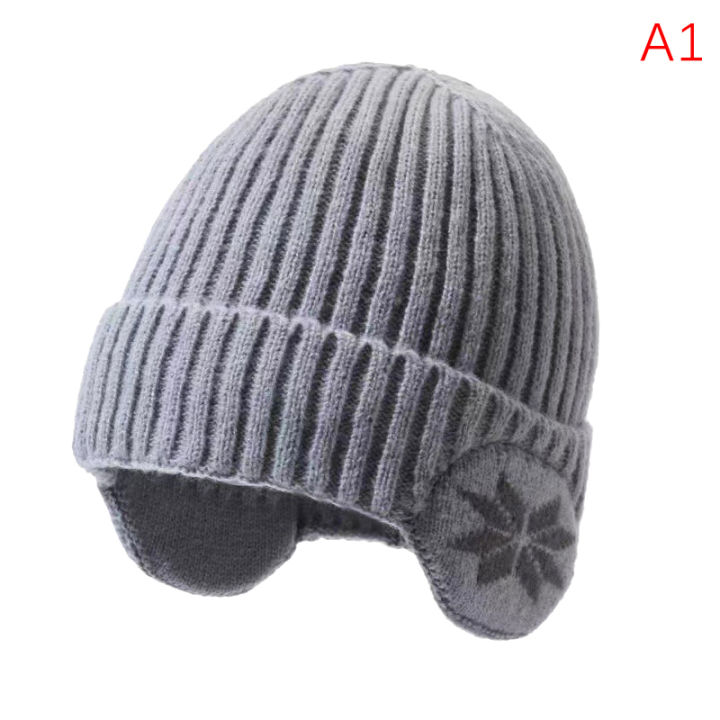New Unisex Add Velvet Lined Winter Knitted Hat With Earflap Fashion Beanie Hats For Men Women Outdoor Classic Keep Warm Cap Demoo