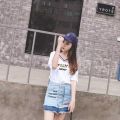 White V Collar Top Yellow Korean Style All-Match Loose Western Style Slimming Inner Vest Short Sleeve T Women's New T-shirt. 