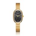 Women Quartz Watch Oval Shaped Fashion Mini Case Small Roman Numeral Dial Female Full Metal Band Watches Niche Wristwatch. 