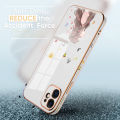 TA for iPhone 6 Plus / 6S Plus Back Cover + Free Lanyard Charming Girl Luxury 6D Plating Case Side Pattern Soft Silicone Square Phone Cases. 