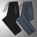 in sto Ice Silk ants Leg hree-color Straight Ankle-length ants en's orean-style wo-high Elast ubl Edition Casual Ice Silk ants en's. 