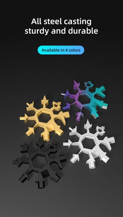 6Pcs%2018%20in%201%20Snowflake%20Multi%20Tool%20Portable%20Stainless%20Steel%20Wrench%20Bottle%20Opener%20Pocket%20Snowflake%20Keychain%20Tool%20-%20Image%208