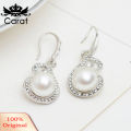 Carat Party Women Rhinestone Big Faux Pearl Necklace Hook Earrings Set Fashion Jewelry. 