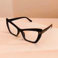 Cat Eye T-shaped Glass Metal Hinged Bud Fashion Elegant Versatile Clear Lens Computer Spectacles. 