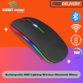 Wireless Rechargeable Bluetooth RGB Lighting Mouse Ultra Slim 2.4GH Optical For PC Laptop and Mobile. 