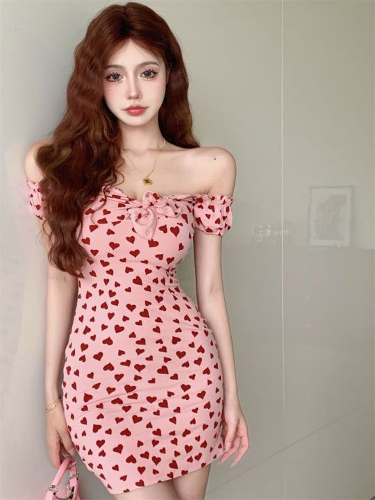 Dress%20Women's%20Autumn%20New%20Pure%20Desire%20Elegant%20Heart%20Printed%20Design%20Lace-up%20Sweet%20Hot%20Girl%20Slim-Fit%20Hip%20Skirt%20-%20Image%203