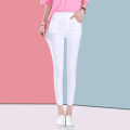 Black Solid High Stretch Pencil Pants Women Fall White Skinny Leggings High Waist Home Trousers Female Casual Wear P8823.