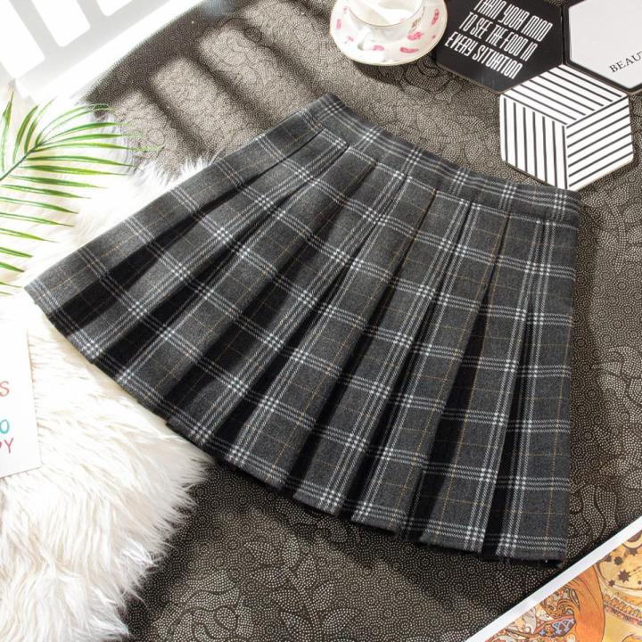 New Women's Fall/Winter Skirt High Waist Folded Skirt A-line above knee length Skirt tennis skirt