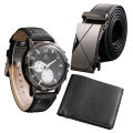 Men's Watch+Wallet+Belt Set Male's Gift for Father's Day Birthday Gift 3pcs/set. 