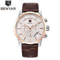 BENYAR Binya 2021 Trendy Gentleman Style Fan Calendar Six-Pin Small Dial Men's Quartz Watch BY-5104. 