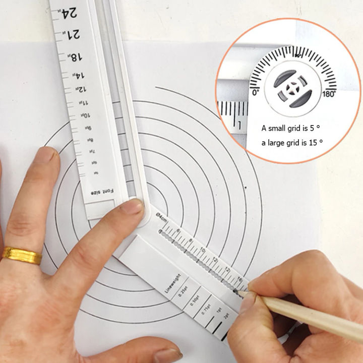 Folding Geometric Drawing Ruler Multifunctional Mathematical Line Circular Drawing Geometry Template Angle Measure Drafting Tool