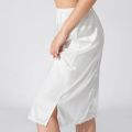 Women's Half Slips Elastic Waist Solid Color Satin Underskirt Lace Trim Skirt for Under Dresses Female Bottoming Underskirt.