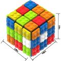Speed Magic Cube 3x3 Build-on Brick Magic Cube Brain Teaser Puzzle and Bricks Toy in 1 for Kids Gift. 