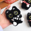 New Hand-made Big-eyed Black Cat Plush Doll, Pendant, Bag Hanging Ornaments.