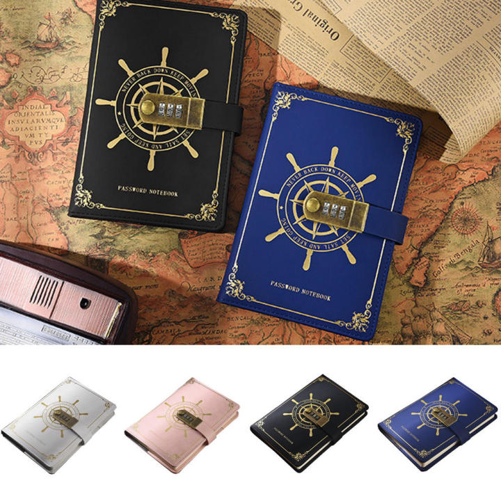 Secure%20Notebook%20Sailor's%20Voyage%20Password%20Notebook%20Leather%20Cover%20Password-locked%20Locked%20Diary%20book%20A5%20Size%20Thick%20Pages%20Password%20-%20Image%202