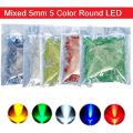 50Pcs- MIXED 5mm Colorful LED Mixed 5mm 5 Color Round LED Light Green Red Yellow Blue White LED Light Bulbs 5mm LED Light Emitting Diode. 