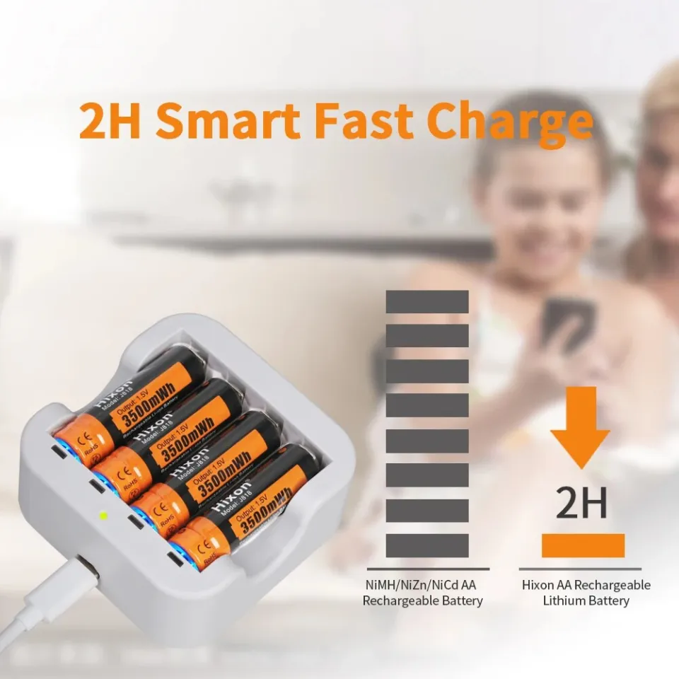 Rechargeable Lithium AA 1.5V Batteries 4-Pack Large Capacity 3500mWh Double A