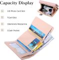Women Wallet Trifold Fashion Purse Card Holder Organizer Ladies Small Wallet with 7 Card Slots Change Pouch Apricot.