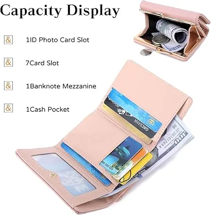 Women%20Wallet%20Trifold%20Fashion%20Purse%20Card%20Holder%20Organizer%20Ladies%20Small%20Wallet%20with%207%20Card%20Slots%20Change%20Pouch%20Apricot%20-%20Image%206