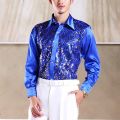 Shiny Gold Sequin Glitter Long Sleeve Shirt Men 2019 New Fashion Nightclub Party Stage Disco Chorus Shirt for Men Chemise Homme. 