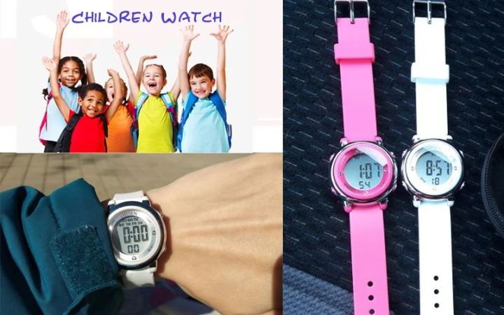 KIds & Children Choice Digital Movement Waterproof Durable Rubber Strap Wrist Watch in Colorful Variations with Coloring Light Option