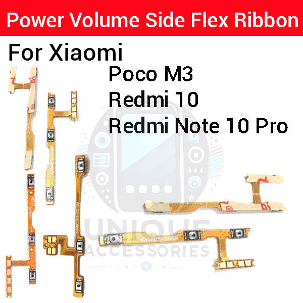 Xiaomi Redmi 10 Note 10 Pro Power on / off Switch Button Side Volume Up Down Buttons Flex Cable Replacement Parts