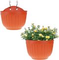 Resin Wall Hanging Planter 8.1 Inch Plants Basket Half Round Flower Holder Planter Pot With S Hooks Flower Pot Basket Container - Flower Tub. 