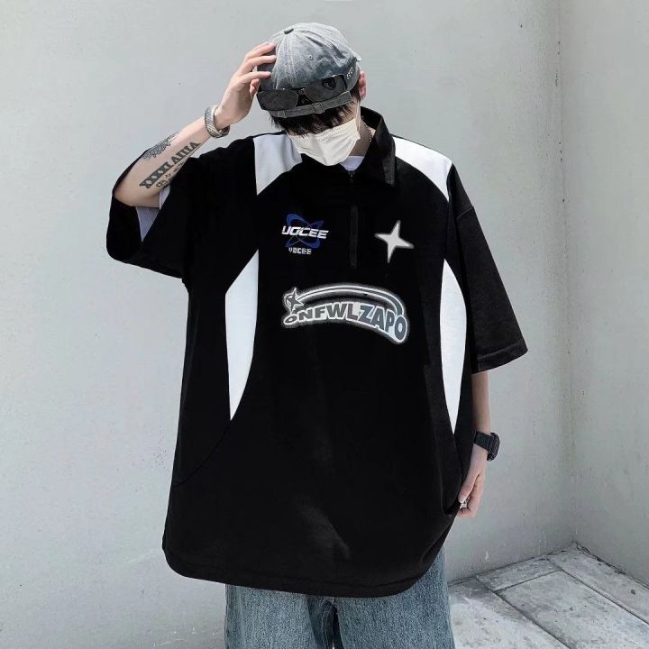 Extra%20Large%20Size300Half%20Zipper%20Machine%20Jin%20Car%20StylepoloShirt%20Men's%20American%20HeavyvibeWind%20LapelTShirt%20Top%20-%20Image%203
