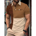 Men's summer short sleeved checkered striped polo shirt, men's casual sports skin friendly golf polo shirt.. 