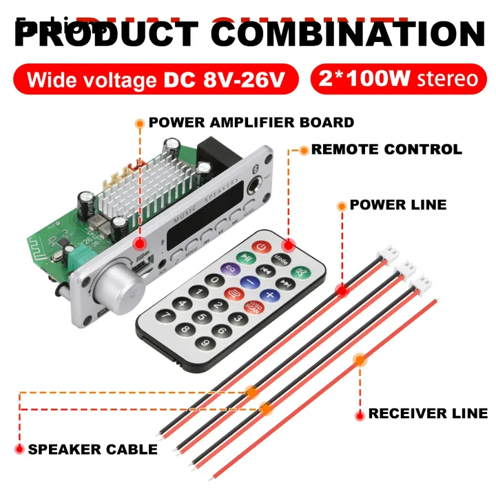Fashions%20NEW%20200W%20Amplifier%20Bluetooth%20DIY%20MP3%20WAV%20Decoder%20Board%20DC%2012V%20100W%20Wireless%20Car%20USB%20MP3%20Player%20TF%20Card%20Slot%20USB%20FM%20with%20Mic%20-%20Image%207