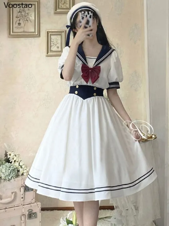 Japanese%20Soft%20Sister%20Cute%20Lolita%20Dress%20Women%20Sweet%20Puff%20Sleeve%20Slim%20Student%20Dresses%20Party%20Retro%20Girls%20Bow%20Salior%20Collar%20Vestidos%20-%20Image%204