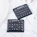 12Pairs/Set Unisex Rhinestone Inlaid Magnetic Stud Earrings Non Piercing Jewelry. 