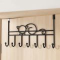 7 Hooks Hanging Door Hanger Metal Bracket Removable Storage Rack Simple Style Home White Wall Decoration.