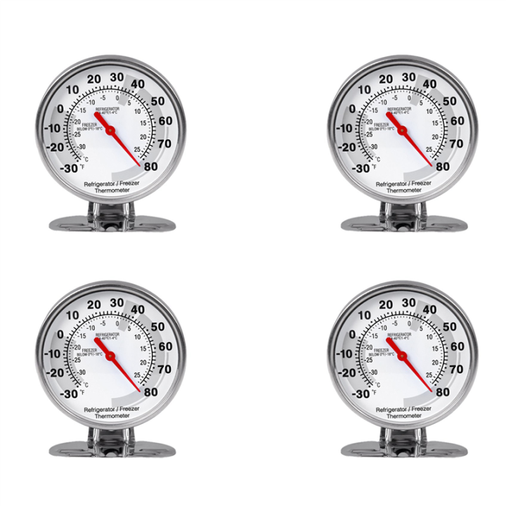 4X Stainless Refrigerator Thermometer Freezer Temperature Gauge Mini Thermometer Grill for Home Kitchen Food