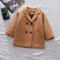 Spring Boys Jackets Child Girl Woolen Double-breasted Baby Trench Coat Lapel Autumn Kids Outerwear Winter Wool Overcoat.