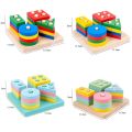 Baby Educational Toys Montessori Wooden Geometric Shapes Sorting Math Toddler Kid Stacked Puzzle Game Early Learning Child Gift.
