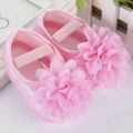 (New) baby girl chiffon shoes flower elastic baby walking shoes wild soft bottom solid infant newborn infant shoes.