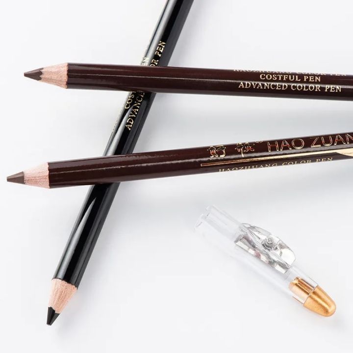 1PC Microblading Wooden Eyebrow Pen Waterproof Long Lasting Makeup Eye Brow Pencil Positioning Black Dark Brown Eyebrow Cosmetic