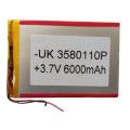 3.7V 6000mAh Rechargeable Lithium Battery for tab and power bank.