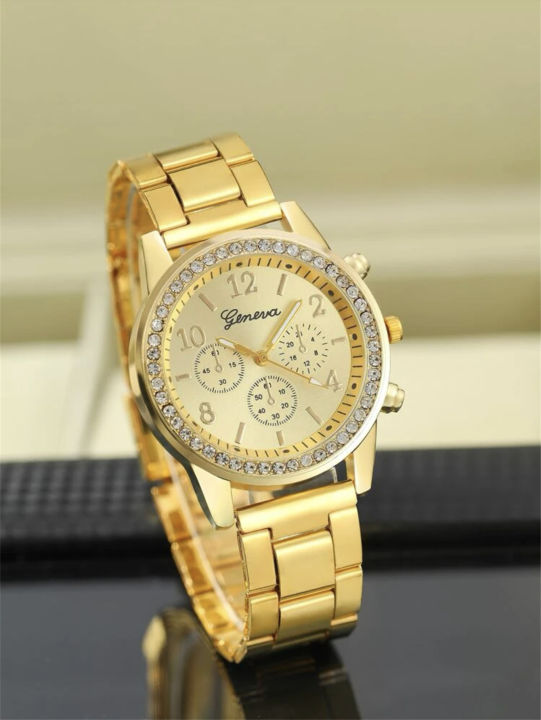 NEW%205pcs%20Luxury%20Fashion%20Women%20Watch%20Set%20Alloy%20Strap%20Ladies%20Quartz%20Wristwatch%20Rhinestone%20Alloy%20Bracelet%20For%20Ladies%20Gift%20KEEMEEUYZO%20-%20Image%204