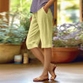 Women’s Relax Wear Capris Cotton Pants Drawstring Elastic Waist Pants Casual Cropped Trousers Daily Breeches Five Half Pants Pantalone.